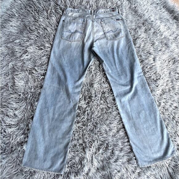 7 Seven For All Mankind Relaxed Light Wash Distressed Denim Jeans Mens 33 Long - Picture 4 of 11